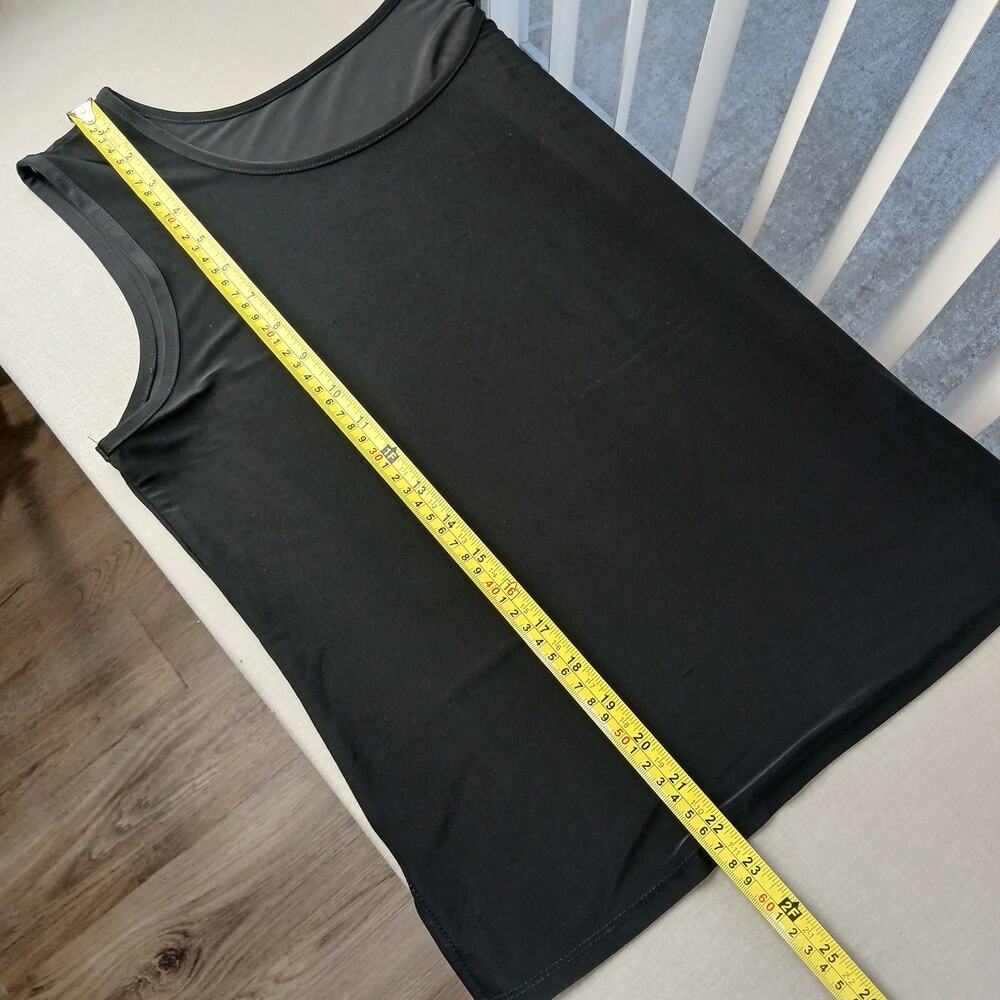 IC Collection black scoop neck tank top L vtg Y2K side slits summer layers USA - Picture 6 of 6